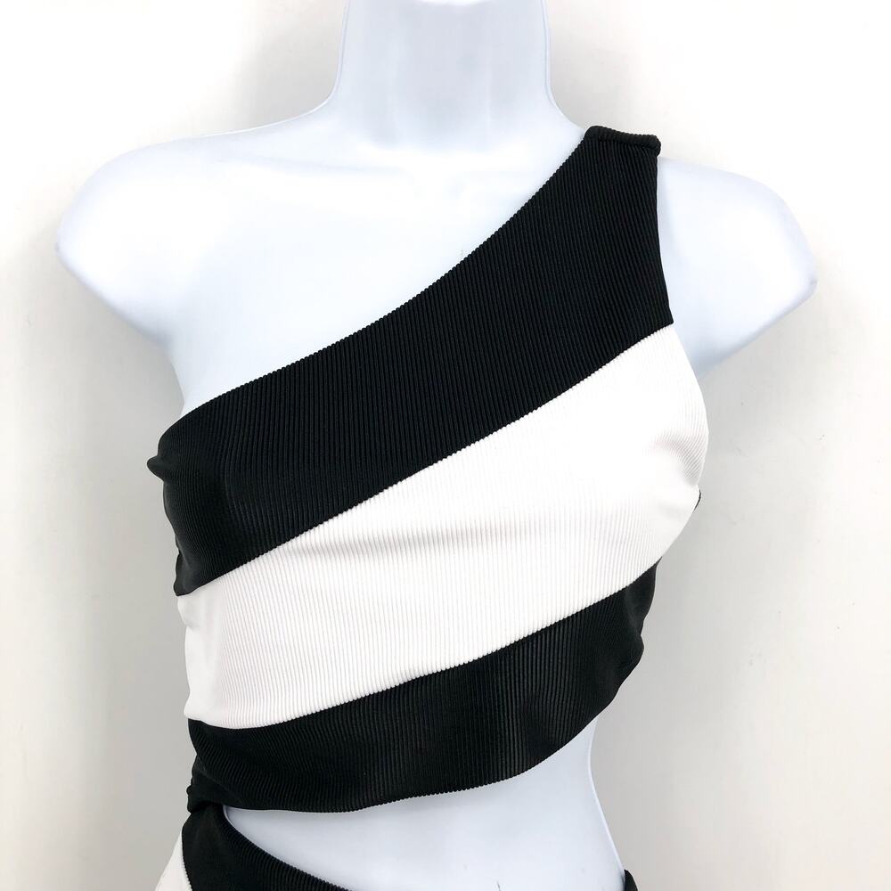 BEACH RIOT Women's Joyce One Shoulder One Piece Swimsuit Small Black White NWT - Picture 5 of 12